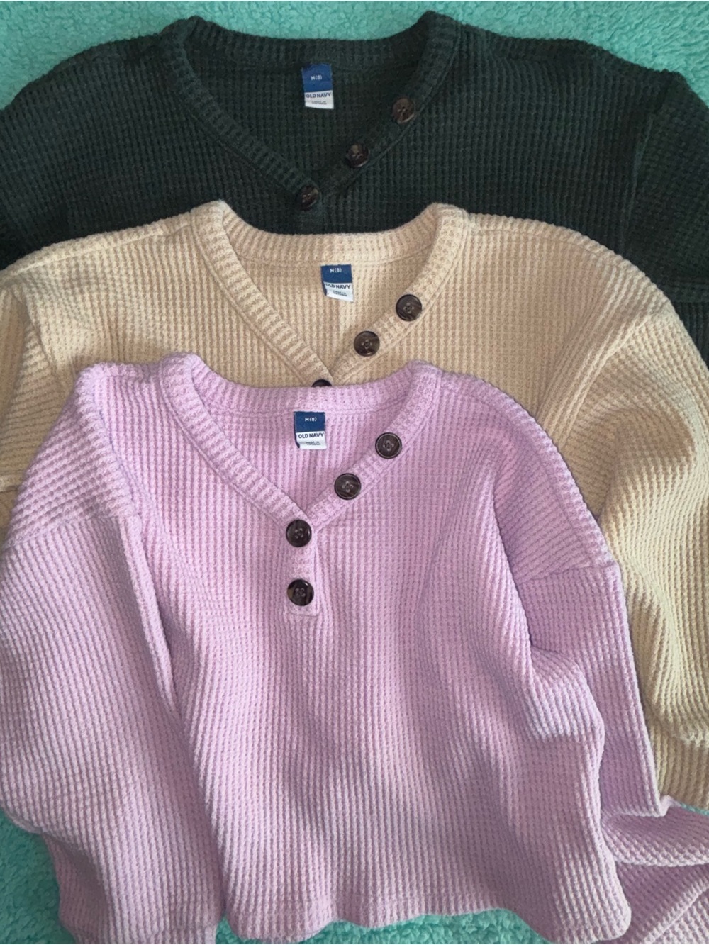 Old Navy Bundle/Lot of (3) Ribbed Henley/Thermal LS Tops | Girls Sz.(8)